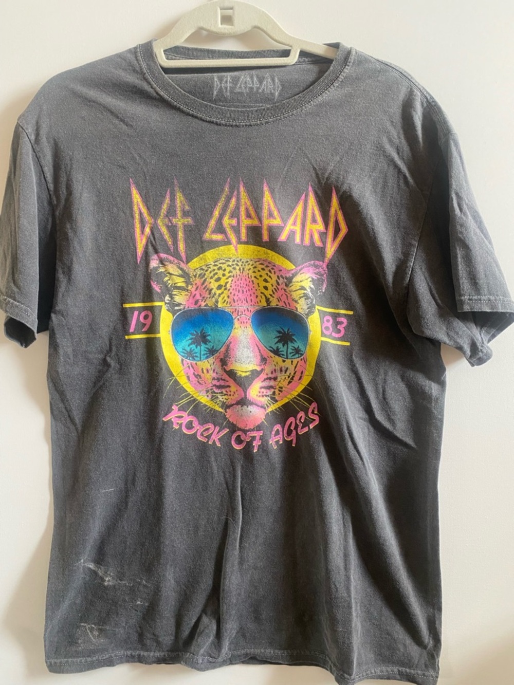 Def Leppard Rock of Ages Graphic Tee - Black with Neon Print